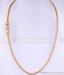 22Kt Micro Plated Ball Mugappu White Stone Pendant Chain MCH1587