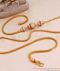 Diamond Studded Gold Imitation Mugappu Thali Chain MCH1591 Diamond Studded Gold Imitation Mugappu Thali Chain MCH1591