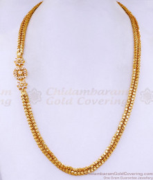Trendy Gold Imitation White Stone Floral Mopu 2 Line Heart Chain MCH1612