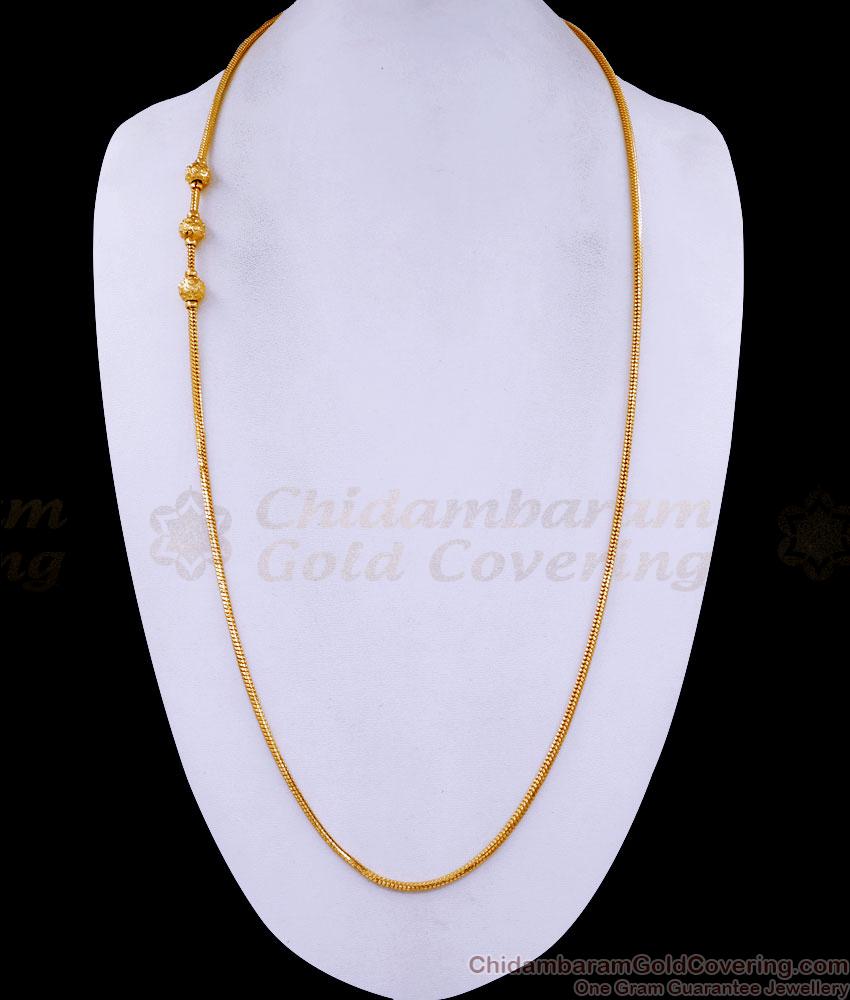 30 Inch Long Plain Ball Mugappu Thali Chain 1 Gram Gold Jewelry MCH1617-Lg 30 Inch Long Plain Ball Mugappu Thali Chain 1 Gram Gold Jewelry MCH1617-Lg