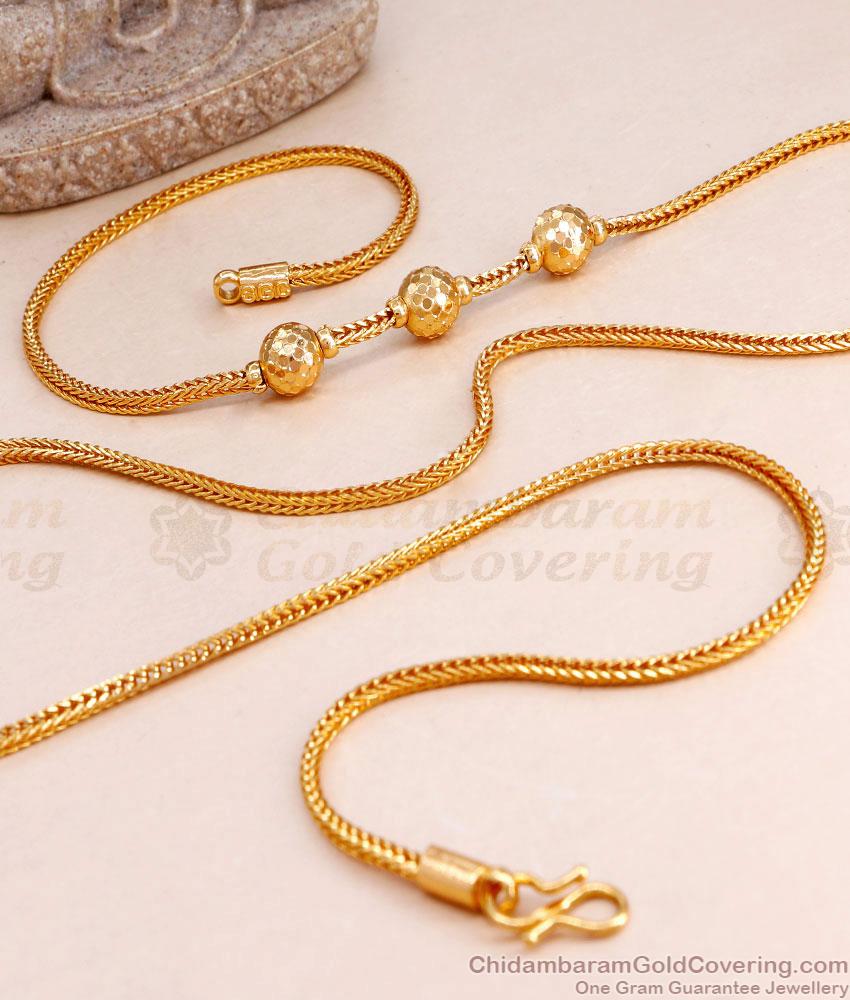 30 Inch Long 22Kt Gold Plated Three Ball Side Pendant Thali Chain MCH1618-Lg 30 Inch Long 22Kt Gold Plated Three Ball Side Pendant Thali Chain MCH1618-Lg