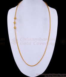 30 Inch Long 22Kt Gold Plated Three Ball Side Pendant Thali Chain MCH1618-Lg