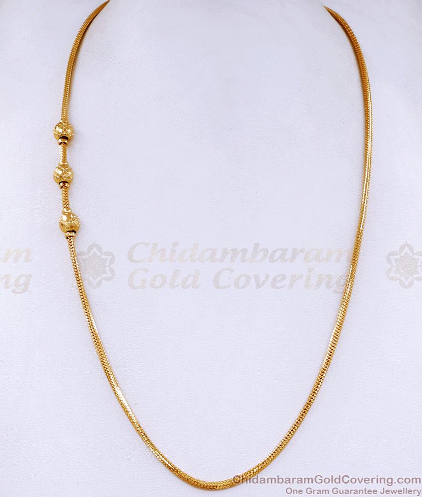 Pure One Gram Gold Ball Mugappu Plain Thali Chain For Daily Wear MCH1619 Pure One Gram Gold Ball Mugappu Plain Thali Chain For Daily Wear MCH1619