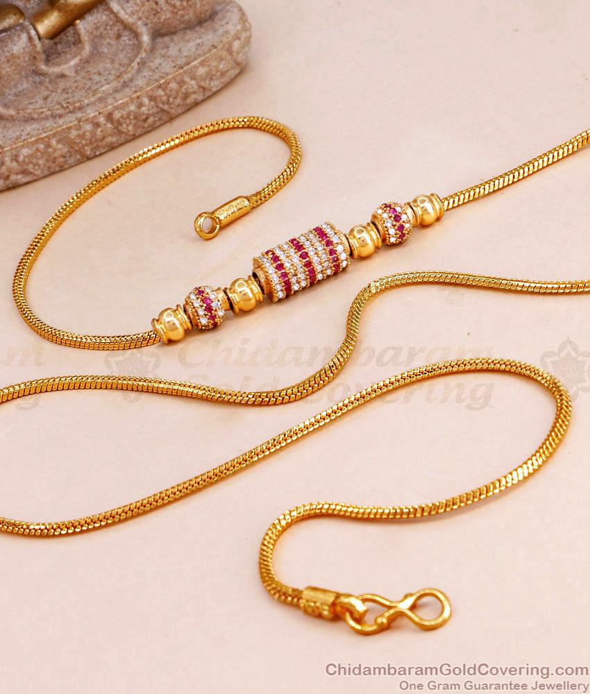 New Model Ruby White Stone Fancy Mugappu Chain For Women MCH1630 New Model Ruby White Stone Fancy Mugappu Chain For Women MCH1630