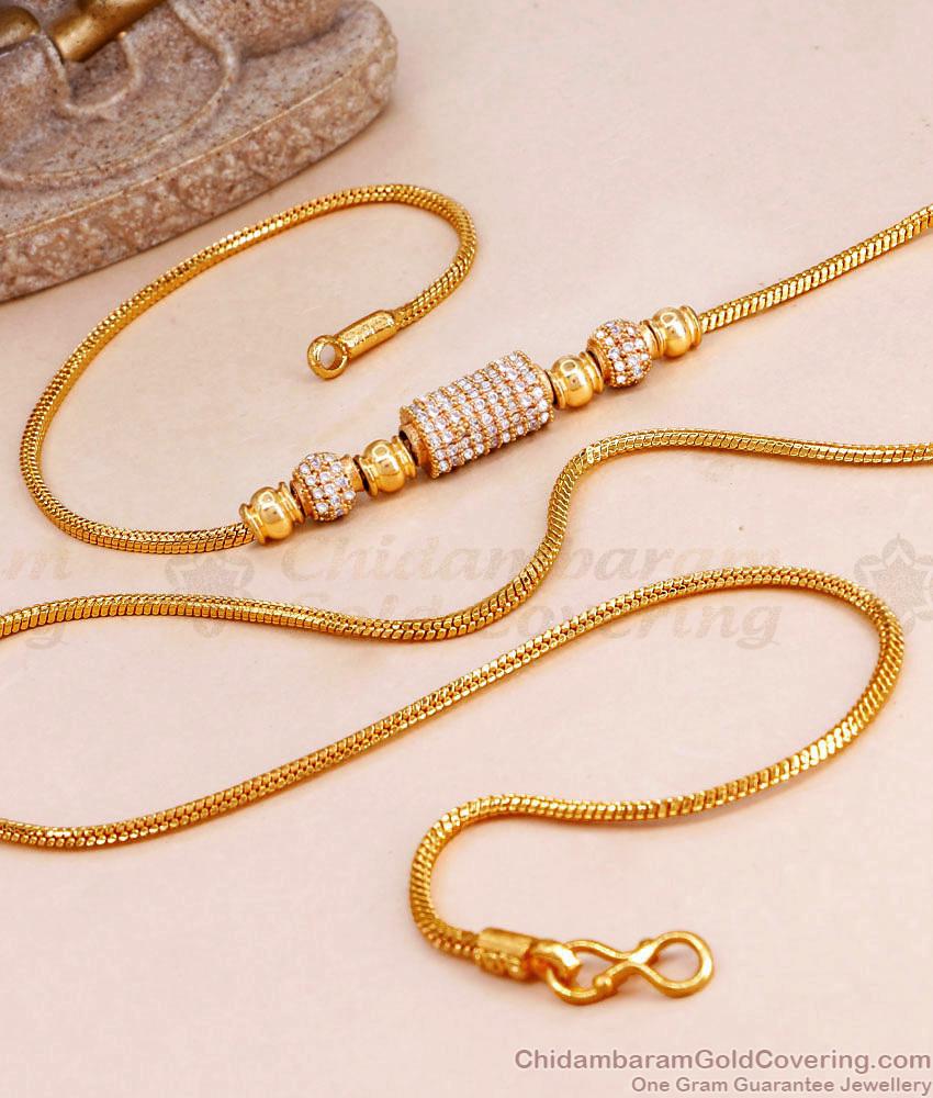 Glittering Full White Stone Gold Imitation Modern Mugappu Chain Online MCH1631 Glittering Full White Stone Gold Imitation Modern Mugappu Chain Online MCH1631