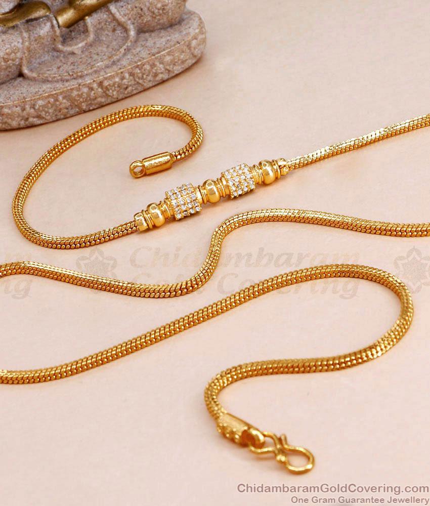 New Arrival Gold Plated White Stone Side Pendant Thali Chain MCH1633 New Arrival Gold Plated White Stone Side Pendant Thali Chain MCH1633