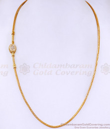 Double Side White Stone Ball Design Gold Imitation Mugappu Chain MCH1639
