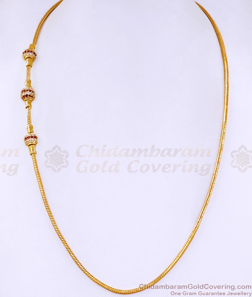 Trendy Ruby White Stone 1 Gram Gold Double Side Mugappu Designs MCH1641 Trendy Ruby White Stone 1 Gram Gold Double Side Mugappu Designs MCH1641