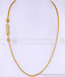 Real Gold Tone Cz White Stone Ball Mugappu Chain Design For Women MCH1644