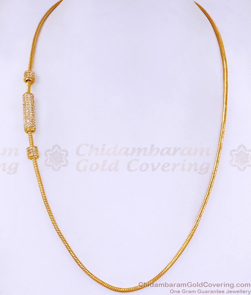 Real Gold Tone Cz White Stone Ball Mugappu Chain Design For Women MCH1644 Real Gold Tone Cz White Stone Ball Mugappu Chain Design For Women MCH1644