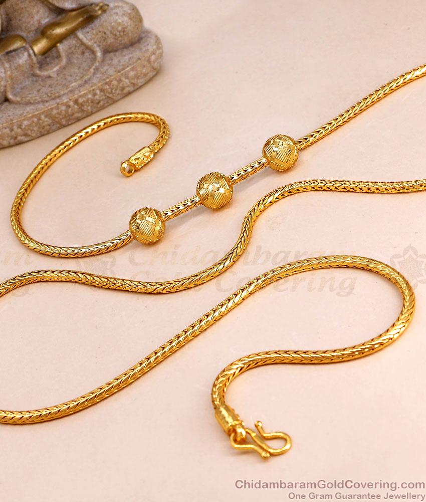 Latest One Gram Gold Plain Mugappu Thali Kodi Chain Design MCH1645