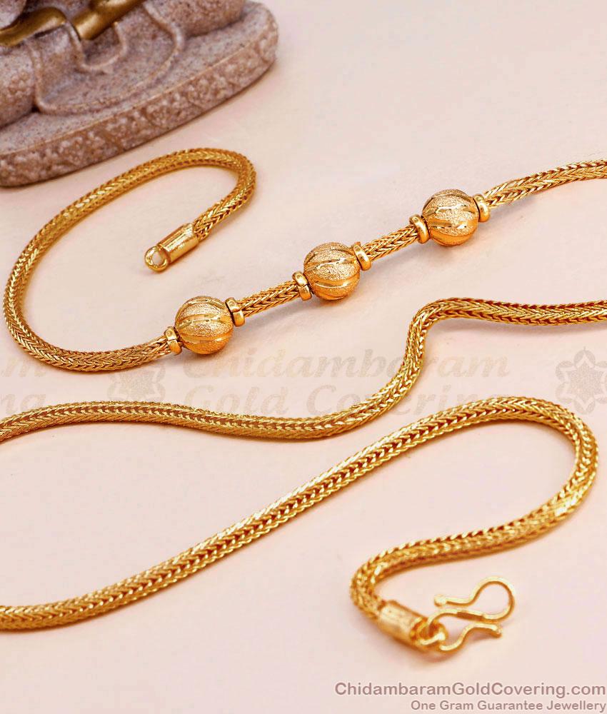 Traditional Plain One Gram Gold Ball Mugappu Chain Designs MCH1650 Traditional Plain One Gram Gold Ball Mugappu Chain Designs MCH1650