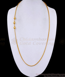 30 Inch Long Traditional Plain One Gram Gold Ball Mugappu Chain Designs MCH1650-Lg