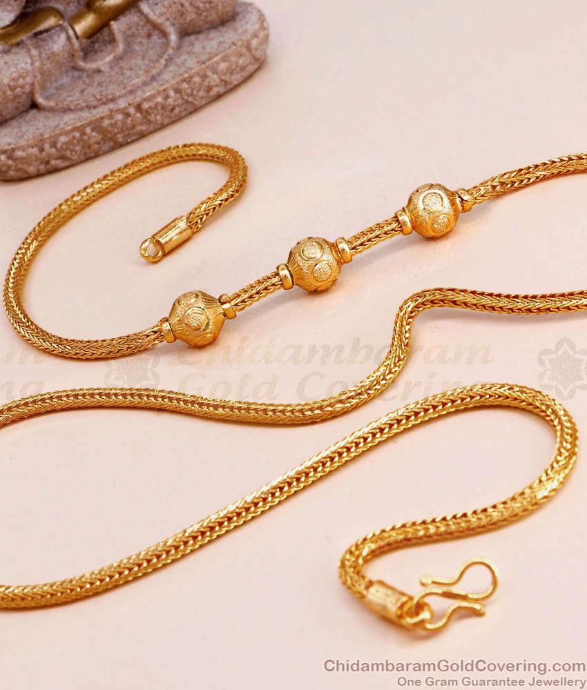 New Arrival Micro Gold Plated Plain Mugappu Chain Ball Design MCH1652