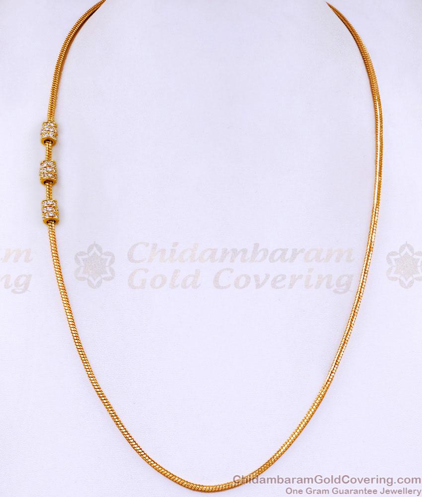 Classic Full White Stone Light Weight Stone Mugappu Chain Designs MCH1654