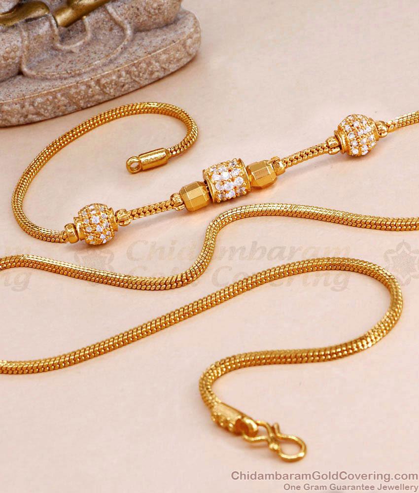 Buy Gold Tone Cz Stone Ball Mugappu Chain Collections For Women MCH1655 Buy Gold Tone Cz Stone Ball Mugappu Chain Collections For Women MCH1655