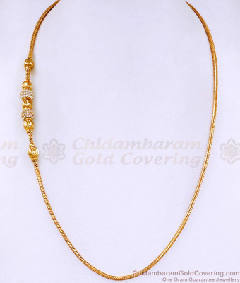 Glittering Ad White Stone Ball Mugappu Chain 1 Gram Gold Jewelry MCH1657