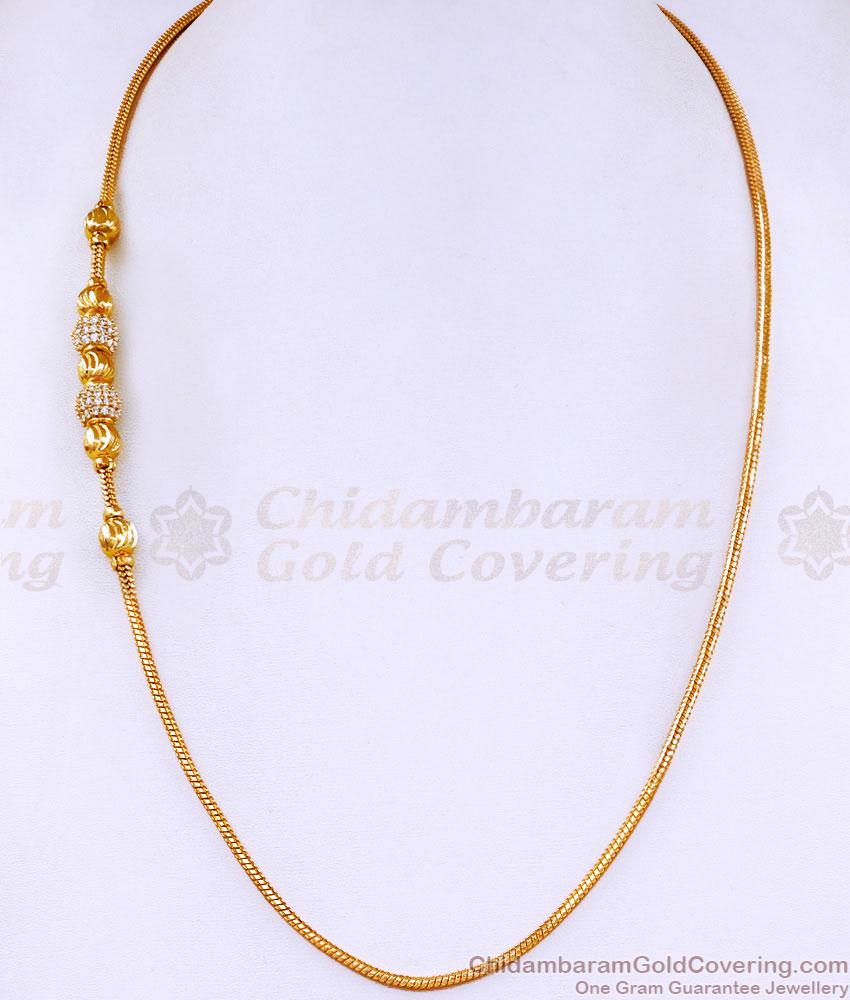 Glittering Ad White Stone Ball Mugappu Chain 1 Gram Gold Jewelry MCH1657 Glittering Ad White Stone Ball Mugappu Chain 1 Gram Gold Jewelry MCH1657