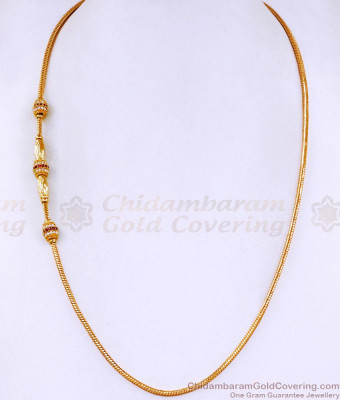 Attractive Ruby White Stone Designer Mugappu Chain Gold Finish MCH1658