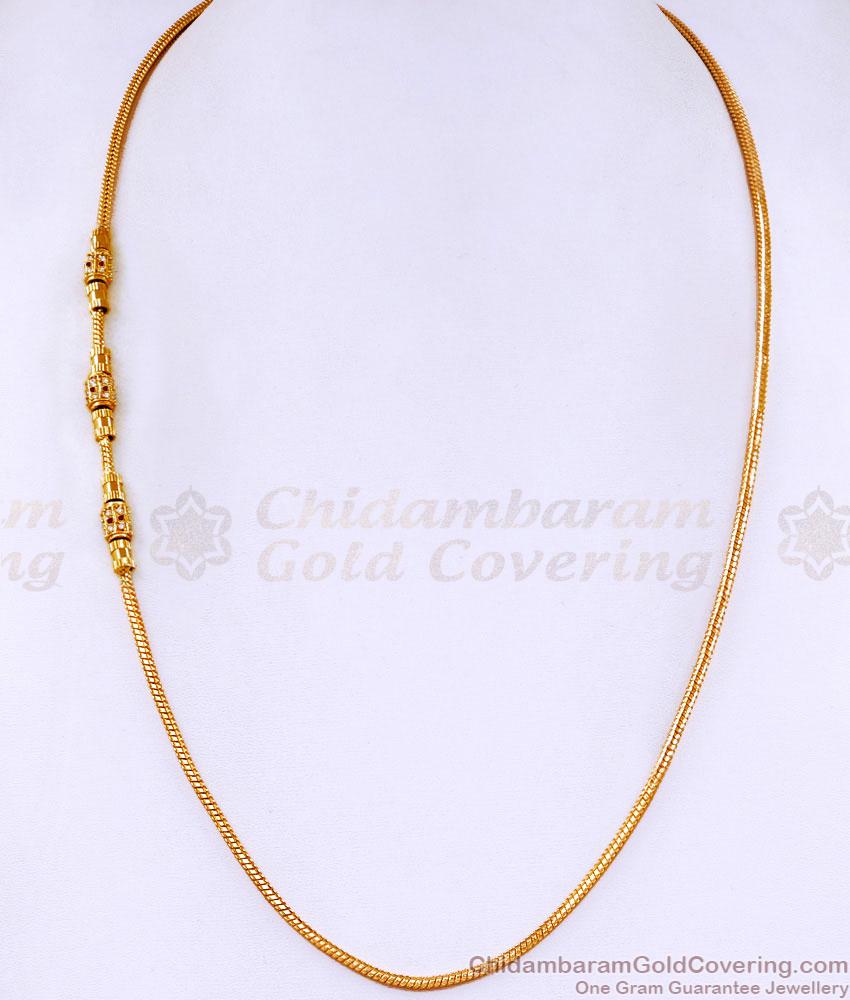 Simple Gold Look Stone Mugappu Chain Design For Married Women MCH1660 Simple Gold Look Stone Mugappu Chain Design For Married Women MCH1660