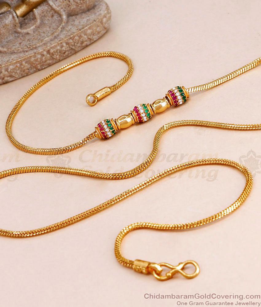 Traditional One Gram Gold Ball Mugappu With Multi Stone MCH1665