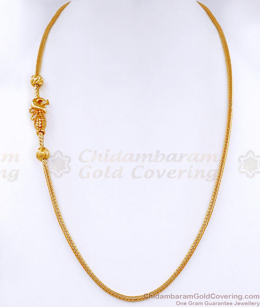 Plain Micro Gold Plated Peacock Mugappu Thali Chain For Women MCH1666 Plain Micro Gold Plated Peacock Mugappu Thali Chain For Women MCH1666