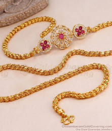 Premium Quality Ad Stone Mugappu Chain Bollywood Jewelry Fashion MCH1674 Premium Quality Ad Stone Mugappu Chain Bollywood Jewelry Fashion MCH1674