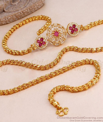 Premium Quality Ad Stone Mugappu Chain Bollywood Jewelry Fashion MCH1674