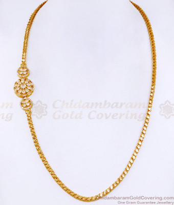 Glittering White Semi Precious Round Side Pendant Thali Chain Design MCH1675