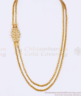 Full White Stone Impon Side Pedant Mugappu Chain For Regular Use MCH1680