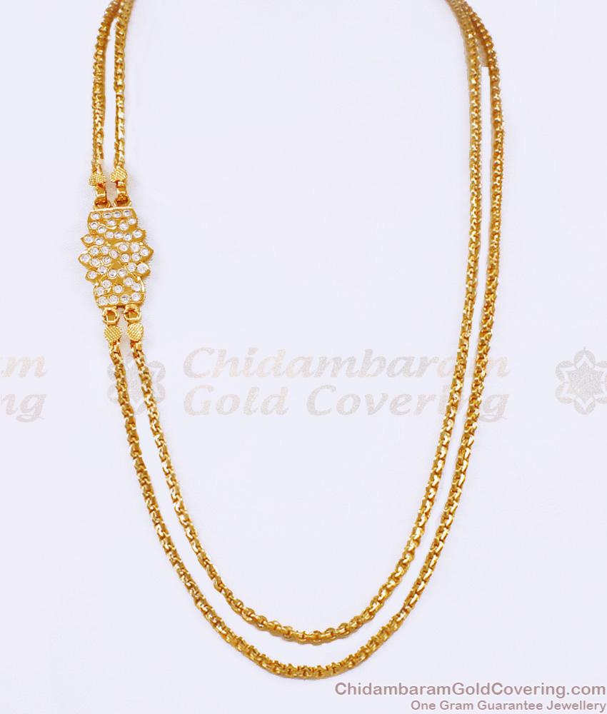 Full White Stone Impon Side Pedant Mugappu Chain For Regular Use MCH1680