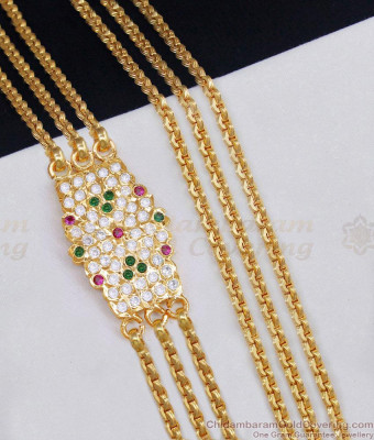30 Inch Long Premium Quality 3 Line Impon Mugappu Thali Chain Shop Online MCH1686-Lg