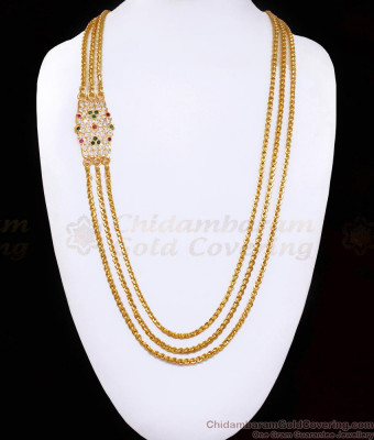 30 Inch Long Premium Quality 3 Line Impon Mugappu Thali Chain Shop Online MCH1686-Lg