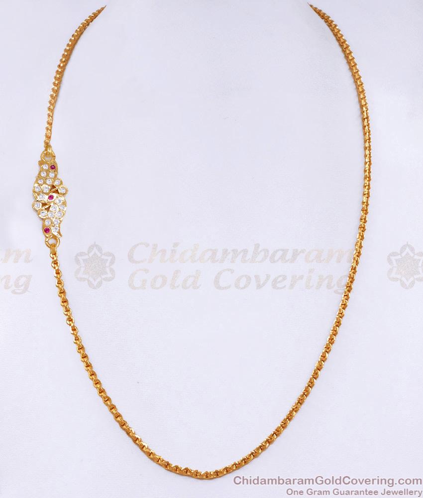 New Arrival Single Line Impon Panchaloha Peacock Mugappu Chain With Stone MCH1687