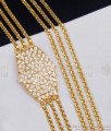 30 Inch Full White Stone Three Line Gold Plated Mugappu Thali Chain Impon Jewelry MCH1690-Lg