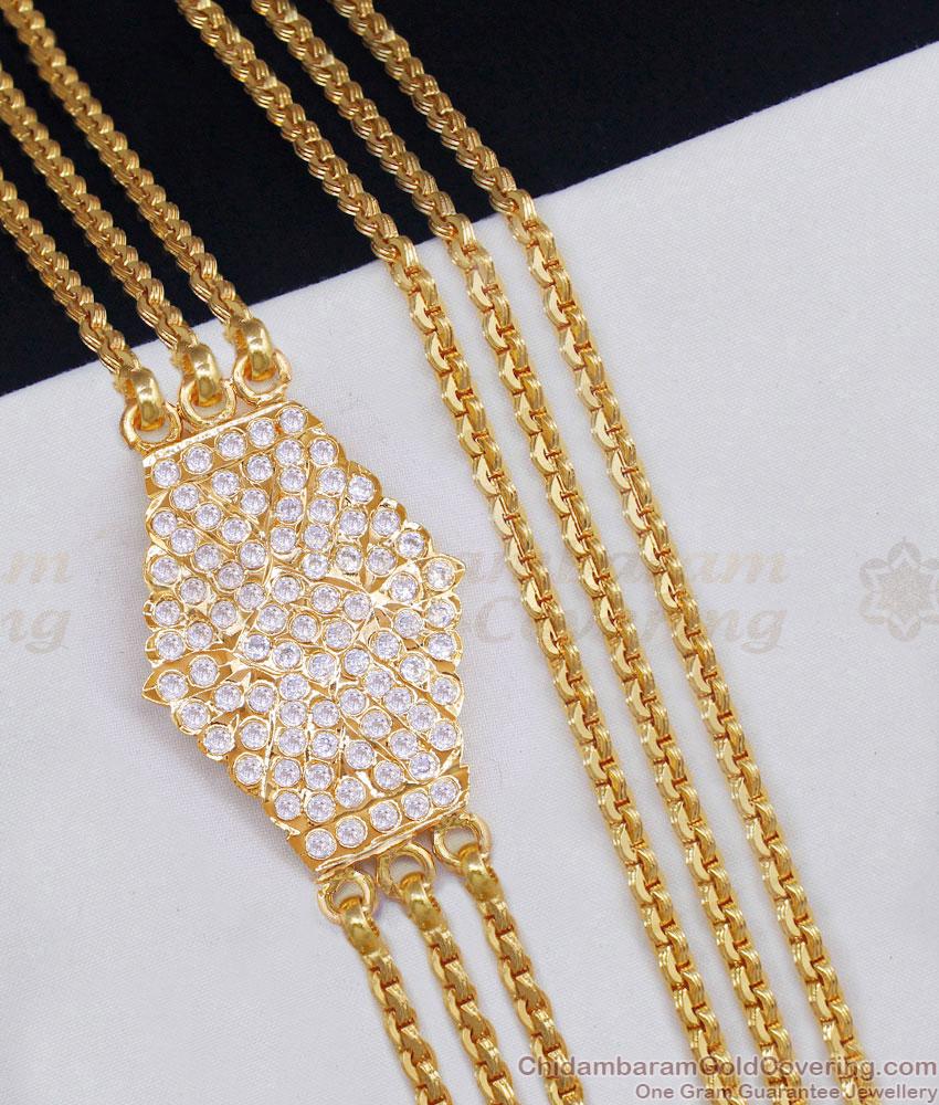 30 Inch Premium Quality Impon Panchaloha Gati Stone Mugappu 3 Line Thali Chain MCH1691-Lg 30 Inch Premium Quality Impon Panchaloha Gati Stone Mugappu 3 Line Thali Chain MCH1691-Lg