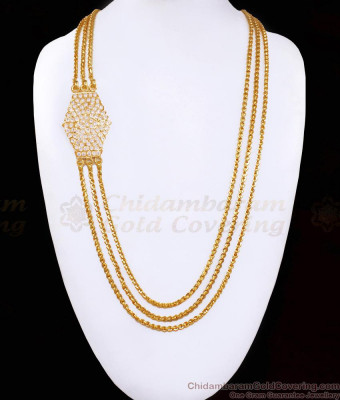 30 Inch Premium Quality Impon Panchaloha Gati Stone Mugappu 3 Line Thali Chain MCH1691-Lg