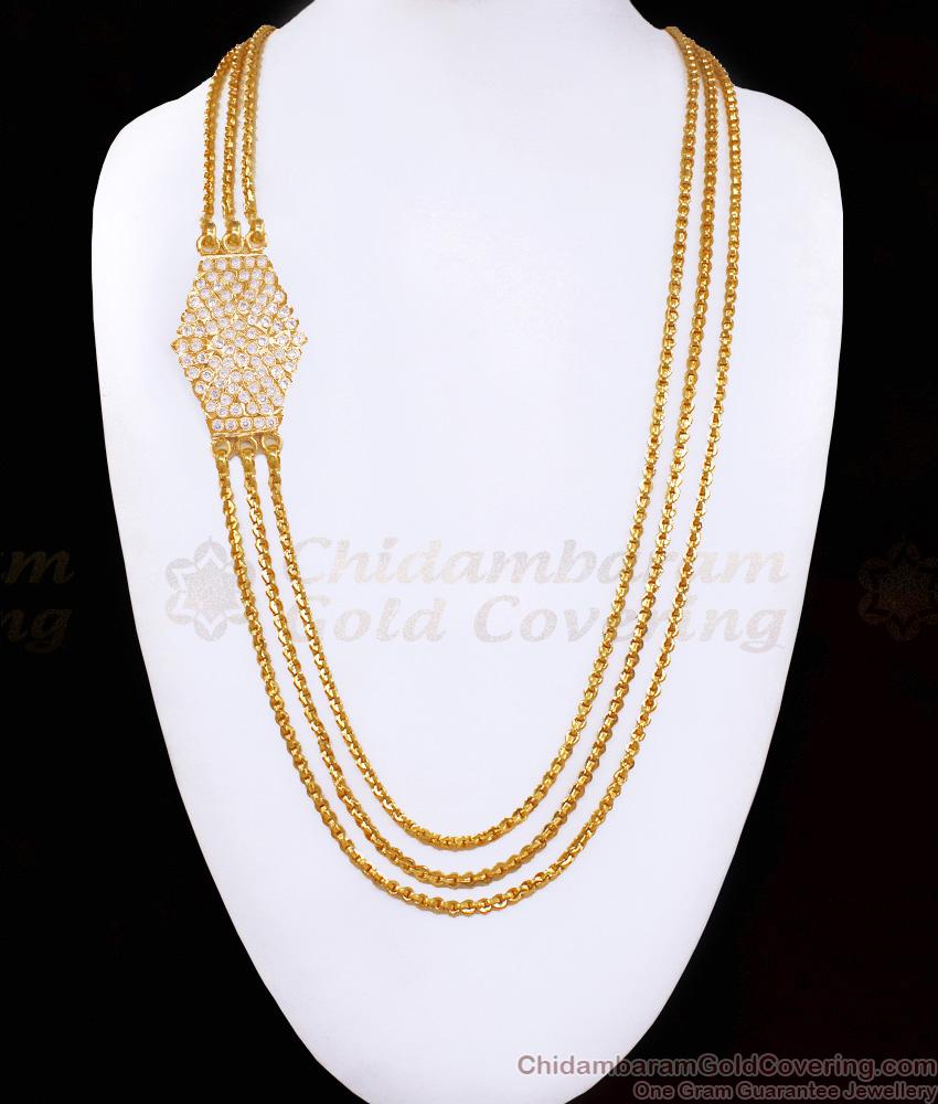 30 Inch Premium Quality Impon Panchaloha Gati Stone Mugappu 3 Line Thali Chain MCH1691-Lg 30 Inch Premium Quality Impon Panchaloha Gati Stone Mugappu 3 Line Thali Chain MCH1691-Lg