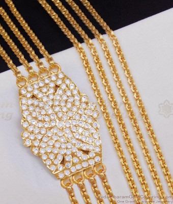 30 Inch Long Latest 4 Line Gold Plated Wheat Chain Impon Side Pendant Design MCH1692-Lg