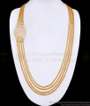 30 Inch Long Latest 4 Line Gold Plated Wheat Chain Impon Side Pendant Design MCH1692-Lg
