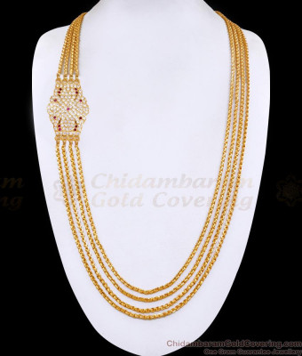 30 Inch Long Grand Look Impon Four Line Mugappu Thali Chain Design Shop Online MCH1693-Lg