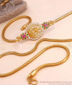 Multi Color Stone Lakshmi Design Gold Plated Mugappu Chain Online MCH1695