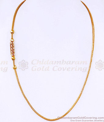 Latest Spiral Design Ruby White Stone Mugappu Thali Chain MCH1697