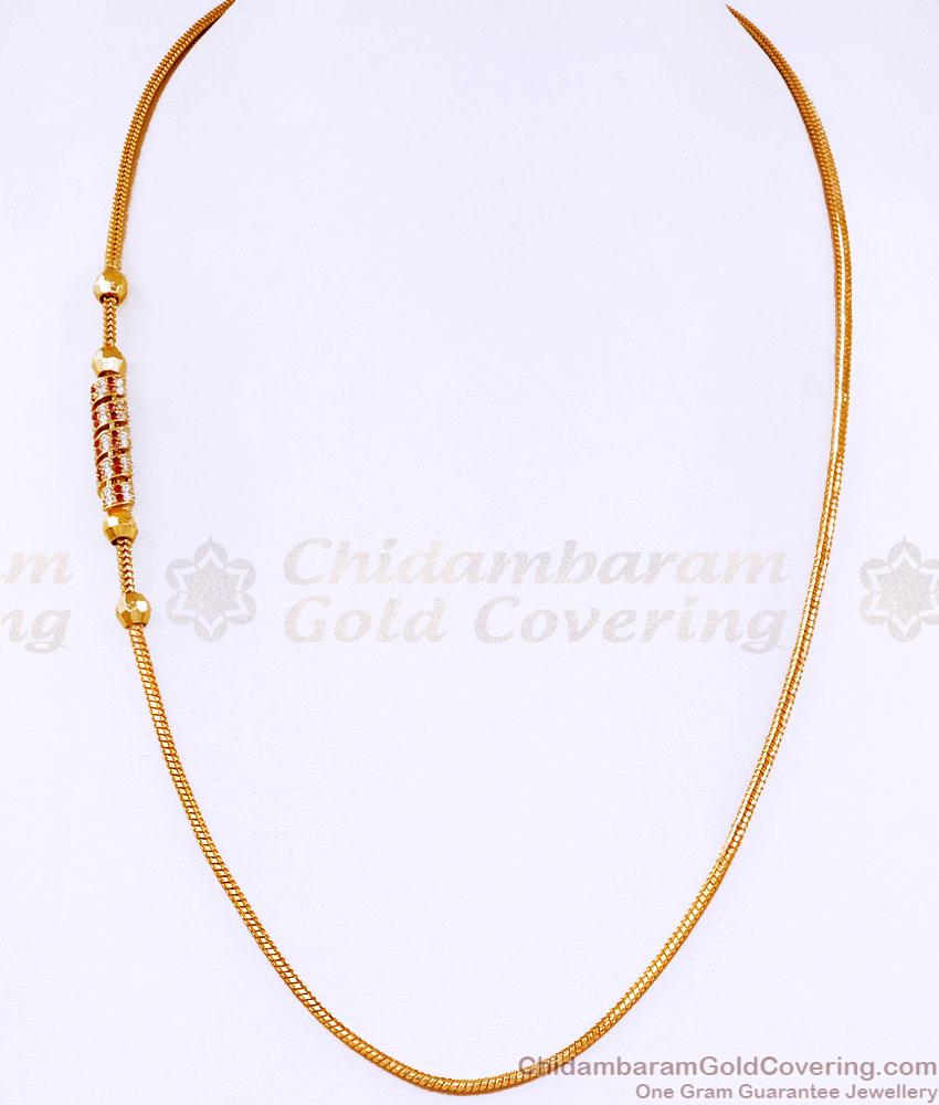 Latest Spiral Design Ruby White Stone Mugappu Thali Chain MCH1697
