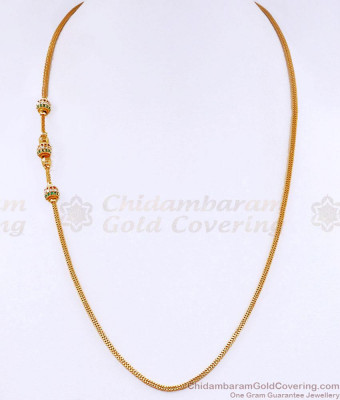 New Arrival Thin Gold Imitation Mugappu Chain Ad Stone Ball Design MCH1699