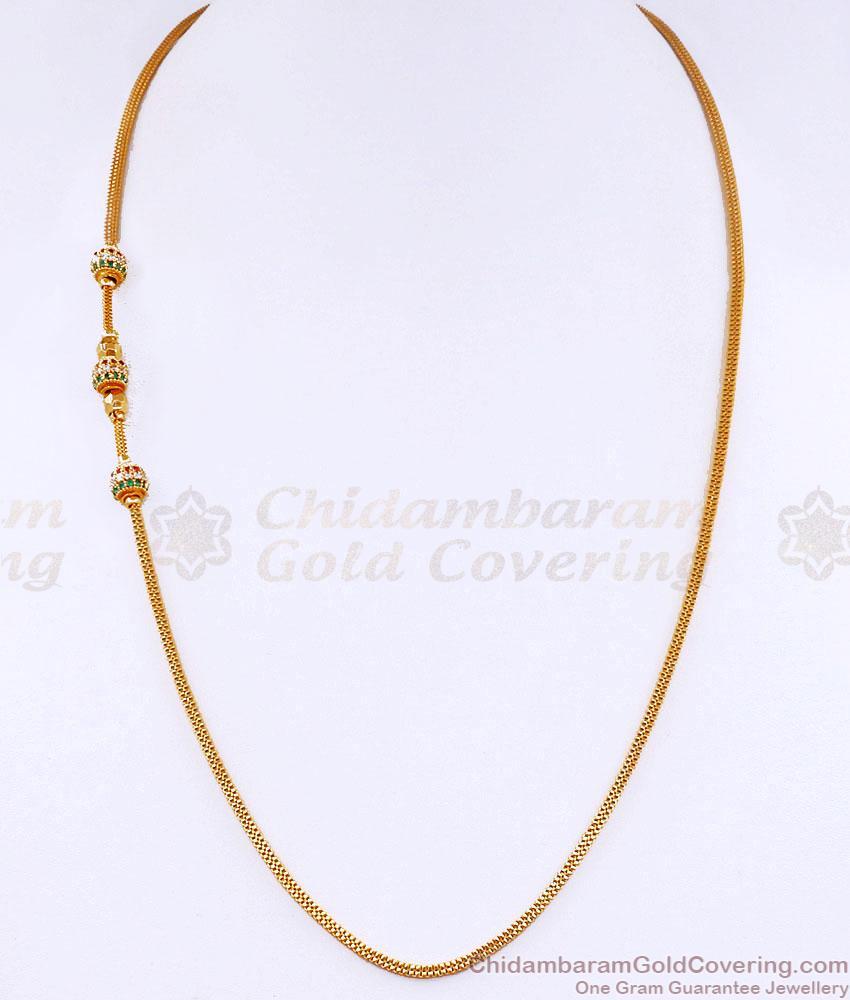 New Arrival Thin Gold Imitation Mugappu Chain Ad Stone Ball Design MCH1699
