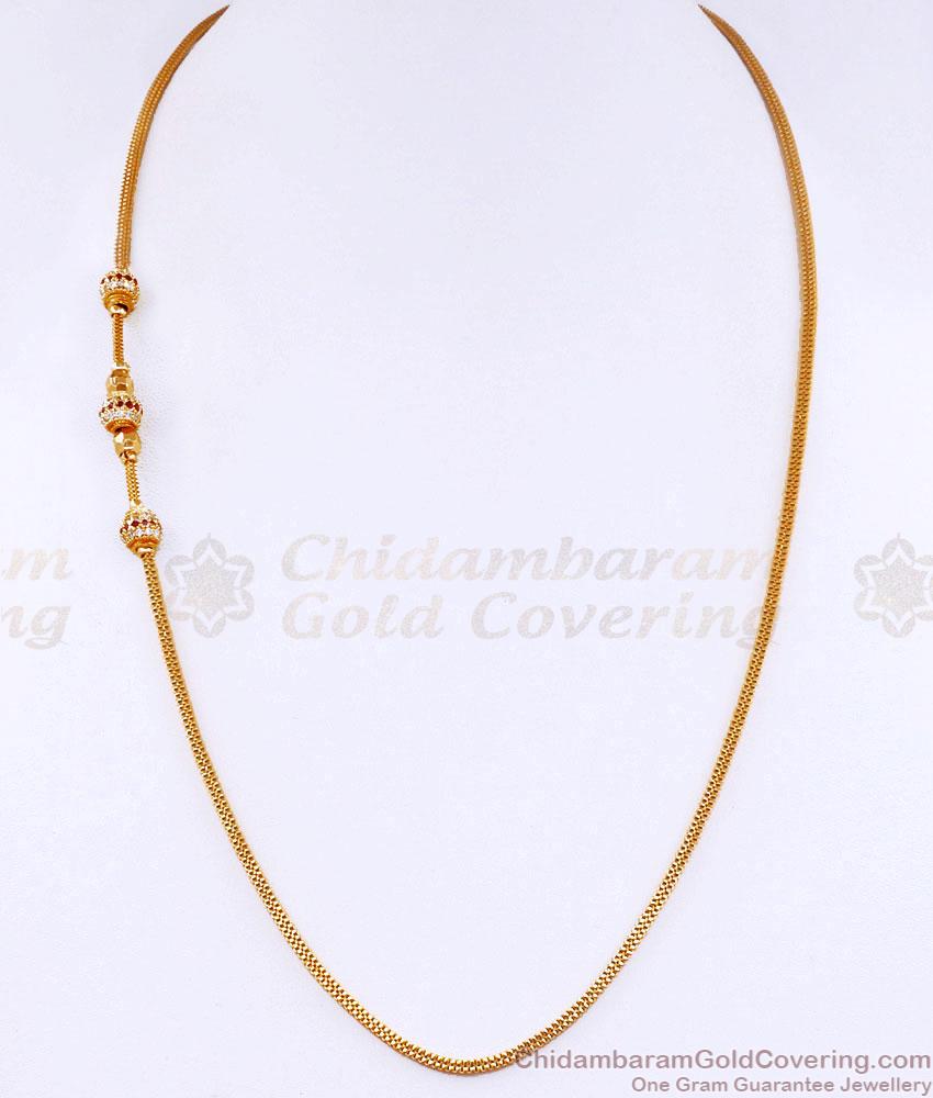 Stylish Ball Type Gold Plated Mugappu Thali Chain With Stones MCH1700