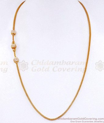 Full White Stone Ball Design Gold Plated Mopu Thali Designs Online MCH1701