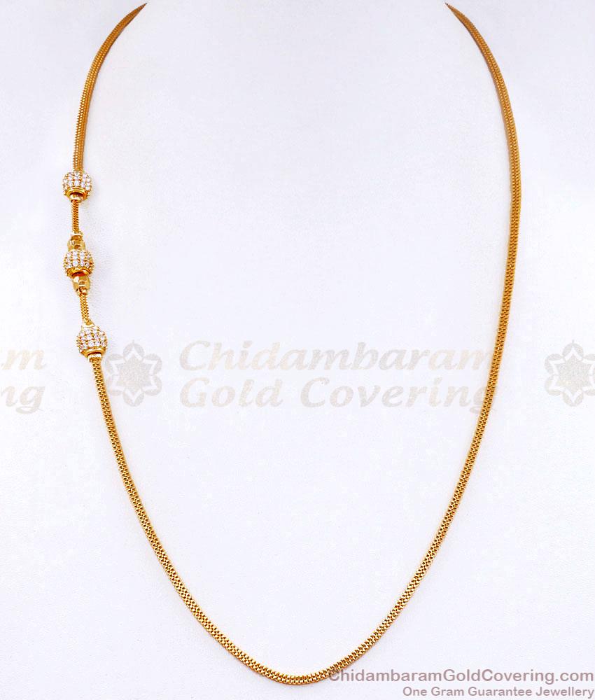 Full White Stone Ball Design Gold Plated Mopu Thali Designs Online MCH1701