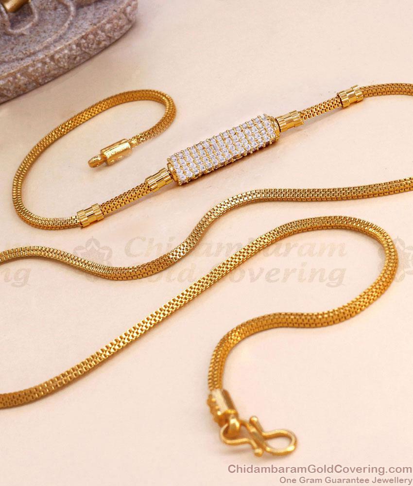 Elegant White Stone Gold Imitation Mugappu Chain Collections With Price MCH1703